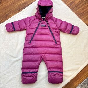 Patagonia High Loft Down Sweater Bunting Baby 0-3 months Pink & Blue